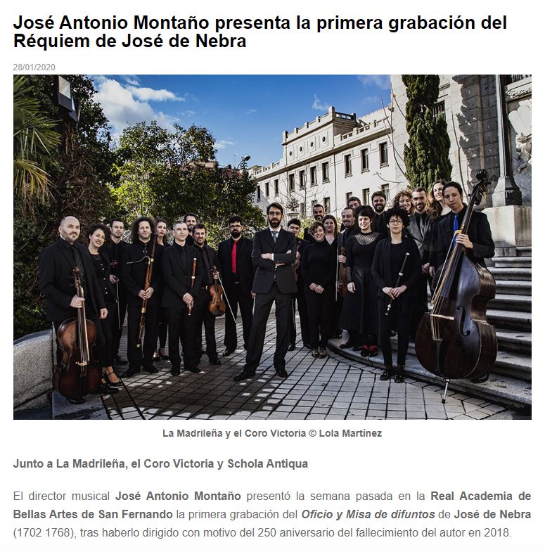 Melómano José Antonio Montaño presenta la primera grabación del Réquiem de José de Nebra